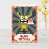 Carte d'anniversaire Créatures de gâteau fantaisis (Fleur jaune)