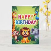 Carte d'anniversaire Créatures de la Jungle (Fleur jaune)