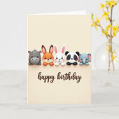 Carte d'anniversaire créatures mignonnes joyeuses (Fleur jaune)