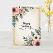 Carte d'anniversaire Crème Botanique (Fleur jaune)