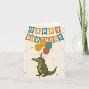 Carte d'anniversaire crocodile - Fun Party Animal