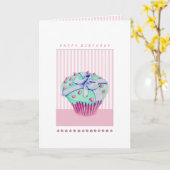 Carte d'anniversaire Crooked Cupcake rose (Fleur jaune)