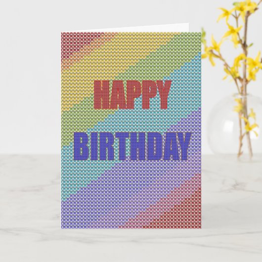 Carte d'anniversaire Cross Stitch (Fleur jaune)
