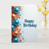 Carte d'anniversaire cuivre sarcelle (Fleur jaune)