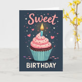Carte d'anniversaire Cupcake (Fleur jaune)