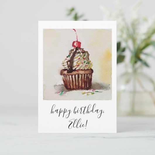 Carte d'anniversaire Cupcake (Debout devant)