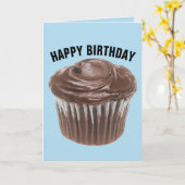 CARTE D'ANNIVERSAIRE CUPCAKE AU CHOCOLAT (Fleur jaune)