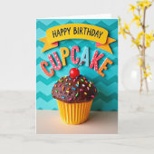 Carte d'anniversaire Cupcake Cherry (Fleur jaune)
