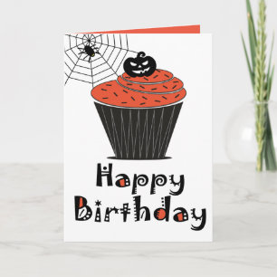 Carte d'anniversaire Cupcake Citrouille d'Hallowee
