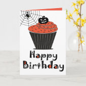Carte d'anniversaire Cupcake Citrouille d'Hallowee (Fleur jaune)