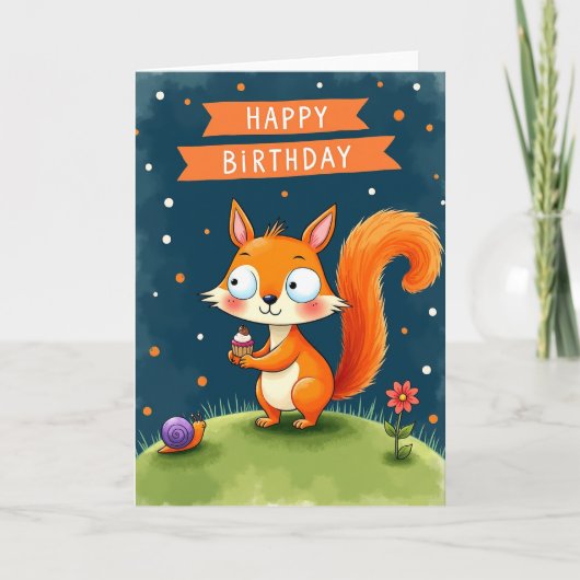 Carte d'anniversaire Cupcake Fox (Devant)