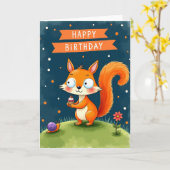 Carte d'anniversaire Cupcake Fox (Fleur jaune)