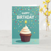 Carte d'anniversaire Cupcake glacé (Fleur jaune)
