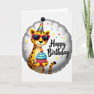 Carte d'anniversaire Cupcake Party Cat