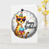 Carte d'anniversaire Cupcake Party Cat (Fleur jaune)