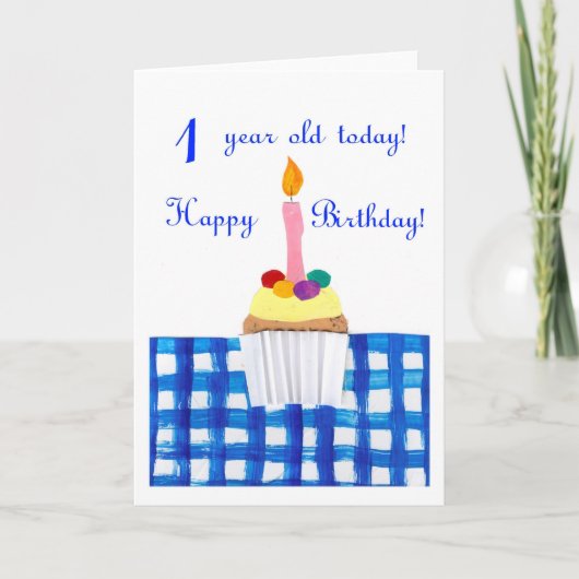 Carte d'anniversaire Cupcake pour 1 an (Devant)