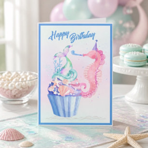 Carte d'anniversaire Cupcake Queue de Sirène