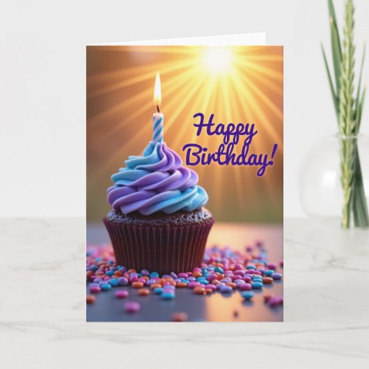 Carte d'anniversaire Cupcake Radiant (Devant)