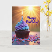 Carte d'anniversaire Cupcake Radiant (Fleur jaune)