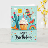 Carte d'anniversaire Cupcake Sprinkle (Fleur jaune)