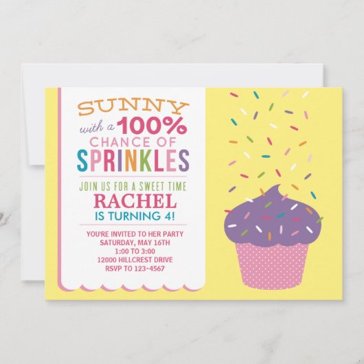 Carte d'anniversaire Cupcake Sprinkles Bright (Devant)