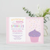 Carte d'anniversaire Cupcake Sprinkles Rose (Debout devant)