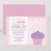 Carte d'anniversaire Cupcake Sprinkles Rose (Devant / Derrière)