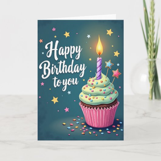 Carte d'anniversaire Cupcake Sucré (Devant)