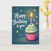 Carte d'anniversaire Cupcake Sucré (Fleur jaune)