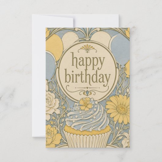carte d'anniversaire cupcake vintage (Devant)