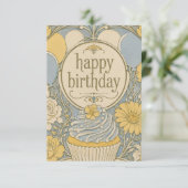 carte d'anniversaire cupcake vintage (Debout devant)