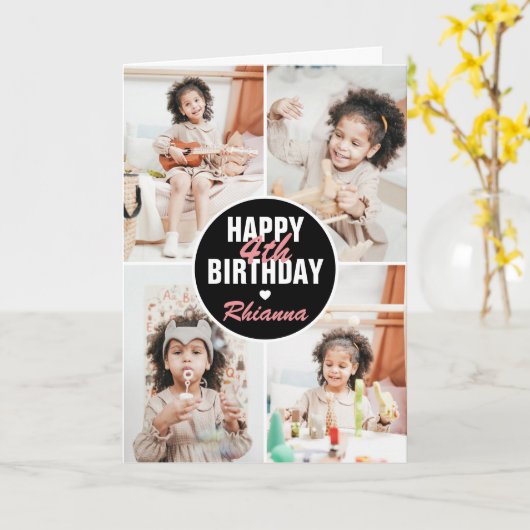 Carte d'anniversaire Cute 4 Photo Quel que soit l' (Fleur jaune)