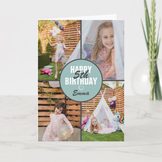 Carte d'anniversaire Cute 4 Photo Quel que soit l' (Devant)