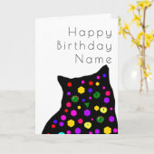 Carte d'Anniversaire Cute Black Cat Mosaic Art Déc (Fleur jaune)