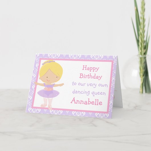 Carte d'anniversaire Cute Blonde Ballerina (Devant)