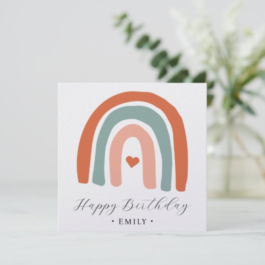 Carte d'anniversaire Cute Boho Rainbow (Debout devant)