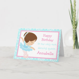 Carte d'anniversaire Cute Brunette Ballerina