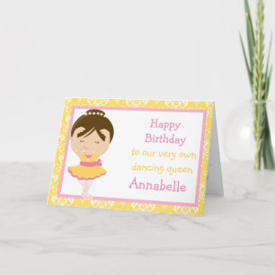 Carte d'anniversaire Cute Brunette Ballerina