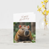 Carte d'anniversaire Cute Capybara (Fleur jaune)