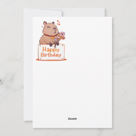Carte d'anniversaire Cute Capybara | Carte animal (Dos)