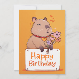Carte d'anniversaire Cute Capybara   Carte animal 