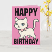 CARTE D'ANNIVERSAIRE CUTE CAT (Fleur jaune)