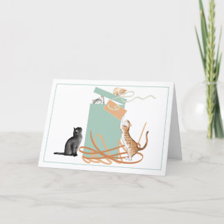 Carte d'anniversaire Cute Cats Opening a Present