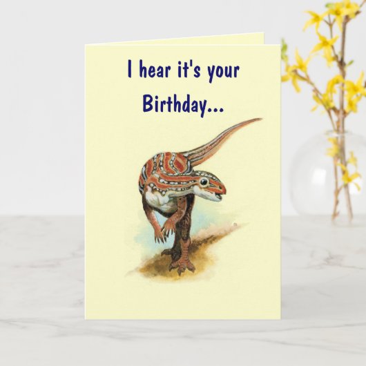 Carte d'anniversaire Cute Dinosaur (Fleur jaune)