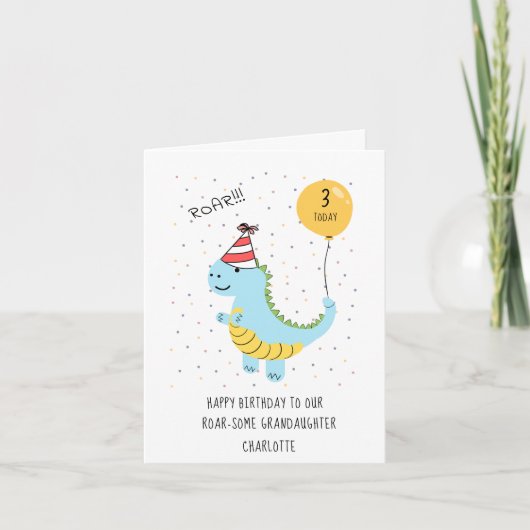 Carte d'anniversaire Cute Dinosaur - personnalisée (Devant)