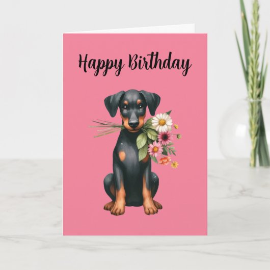 Carte d'anniversaire Cute Doberman (Devant)