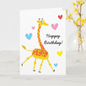 Carte d'anniversaire Cute Giraffe (Fleur jaune)