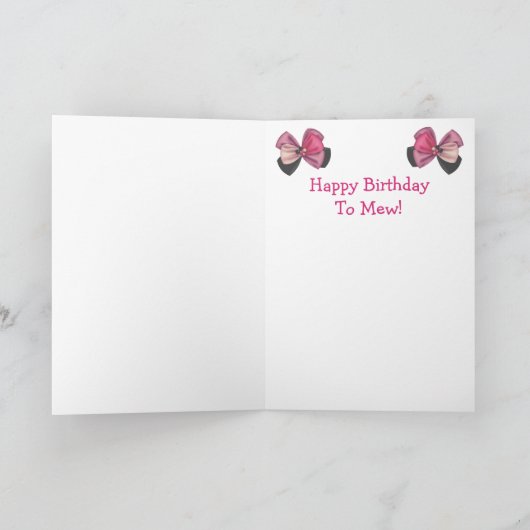 Carte D'Anniversaire Cute Kitty Et Bow (Intérieur)