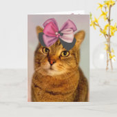 Carte D'Anniversaire Cute Kitty Et Bow (Fleur jaune)