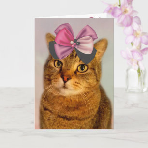 Carte D'Anniversaire Cute Kitty Et Bow